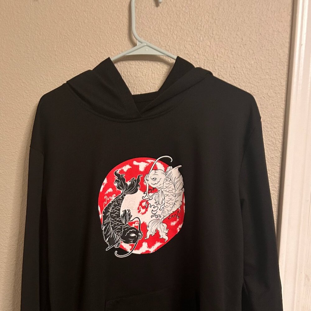 Koi Fish Design Black Hoodie